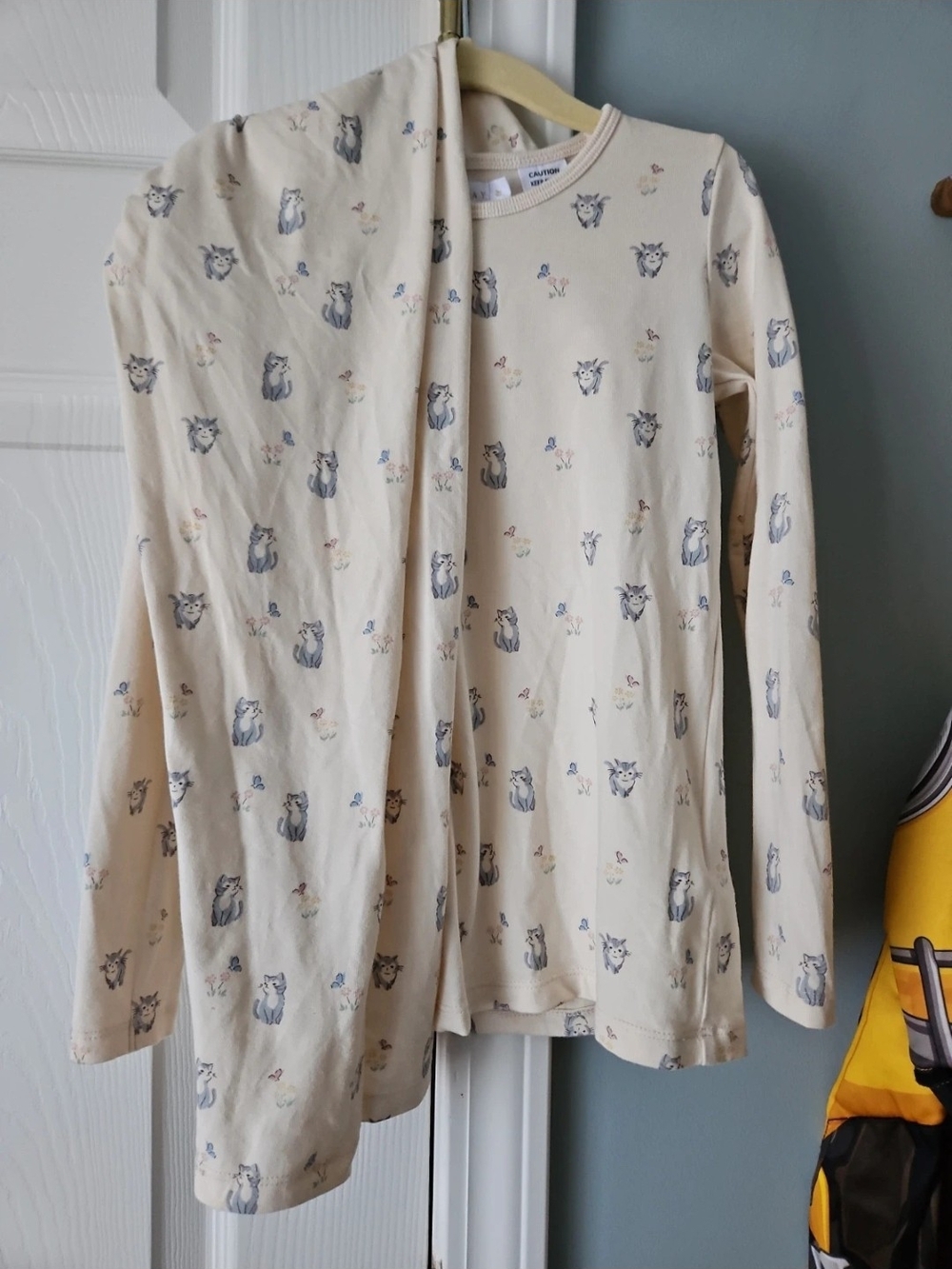 Jamie Kay Cream Long-Sleeve Top and Pants Set with Kitty Print